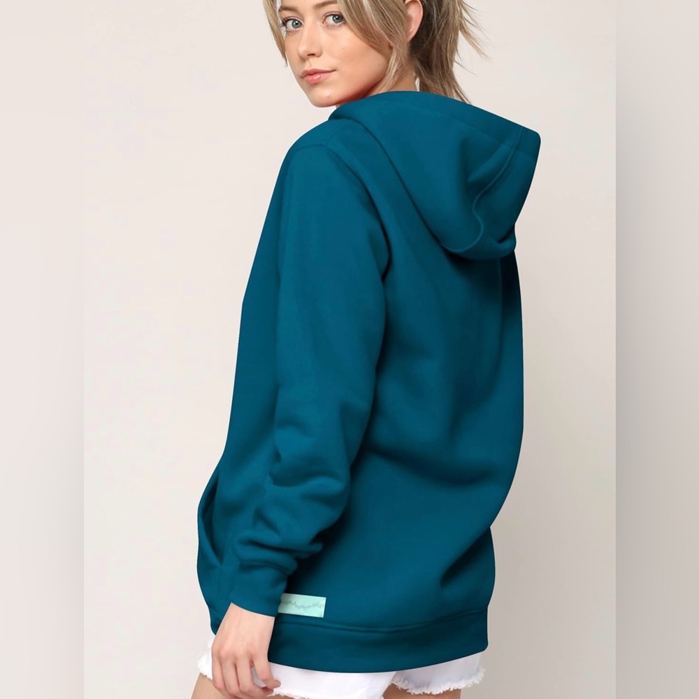 Active Casual Hoodie Long Sleeve Comfortable Lightweight Sweatshirt -teal - Picture 4 of 6